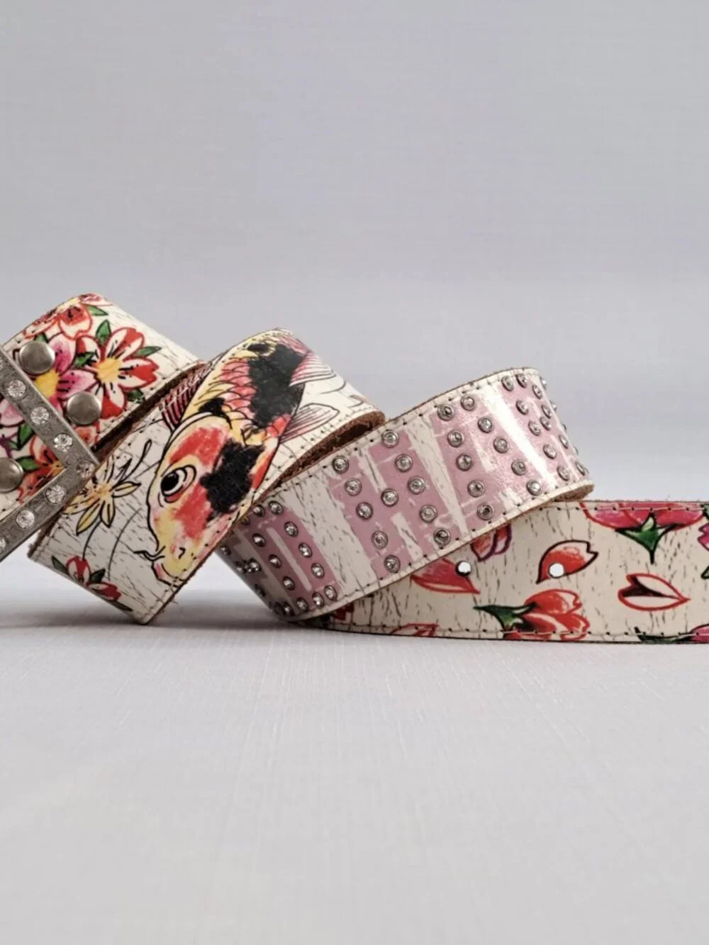 Vintage ED HARDY Koi Fish Leather Belt
